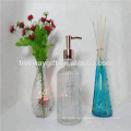 colored glass bath set with perfume bottle